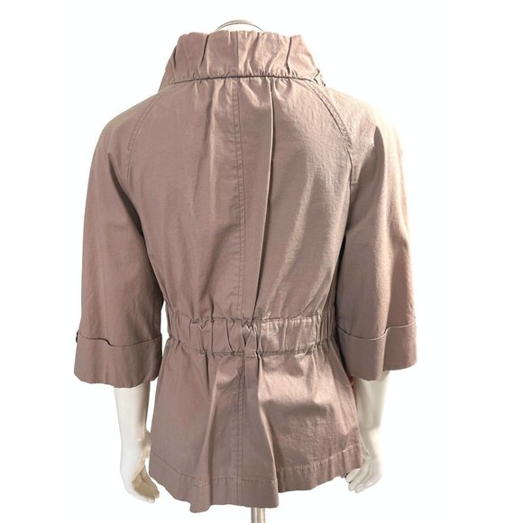 Ann Taylor LOFT Cotton Spandex Khaki Brown Casual Jacket Size 0 - Picture 3 of 14